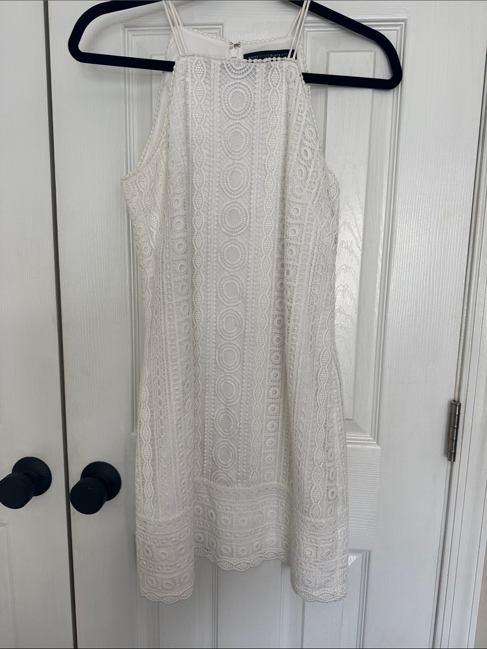 Whit House Black Market Lace Halter Shift Dress - White Size 2P